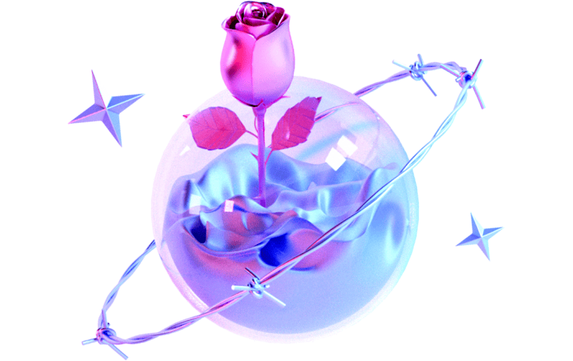 创意3d立体创意玫瑰星球元素