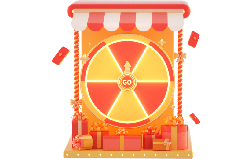 3D立体卡通创意抽奖大转盘促销活动元素