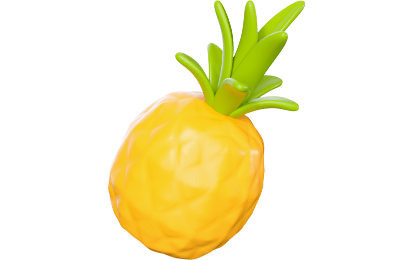 3D元素水果黄色菠萝