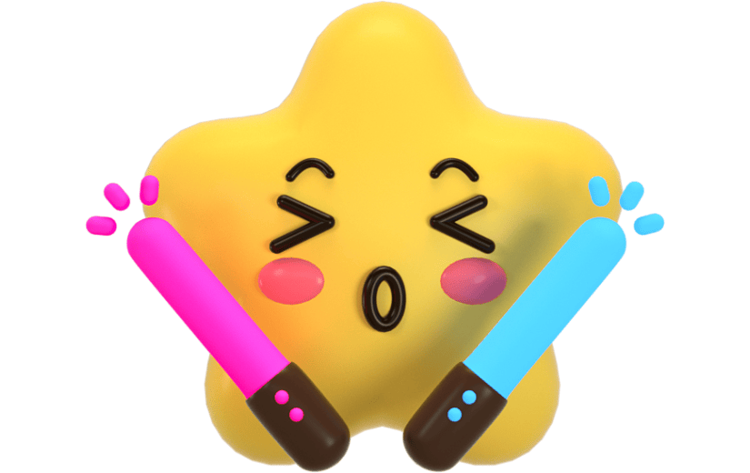 元素3D卡通星星表情包加油