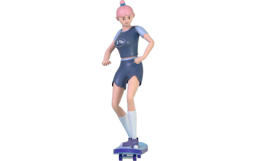 元素3D立体创意潮流运动人物滑板