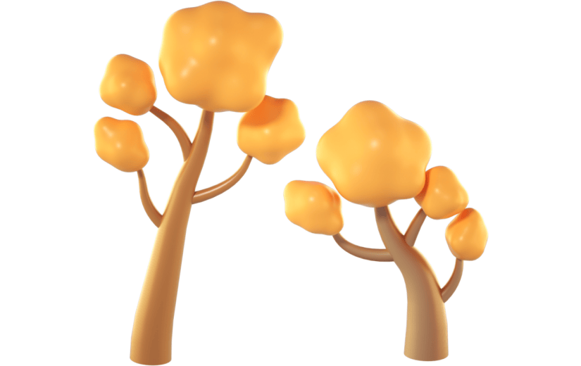 3D立体卡通创意树木秋季植物元素