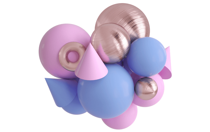 元素C4D立体蓝色简约几何球组合
