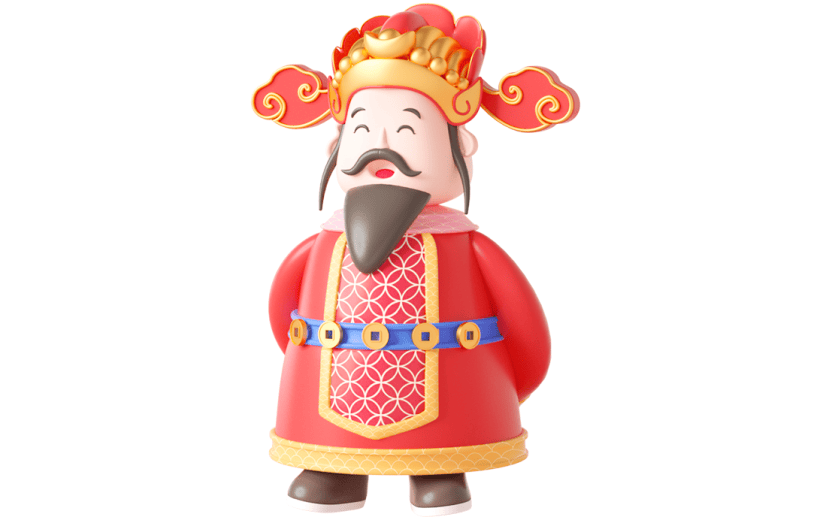 元素C4D立体红色卡通新年财神爷