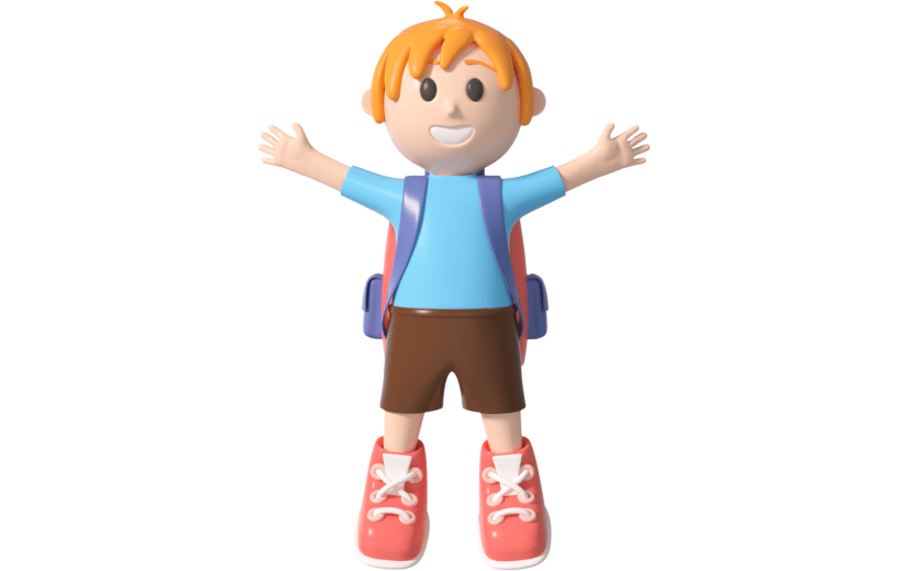 元素3D电商装饰物卡通背书包小学生