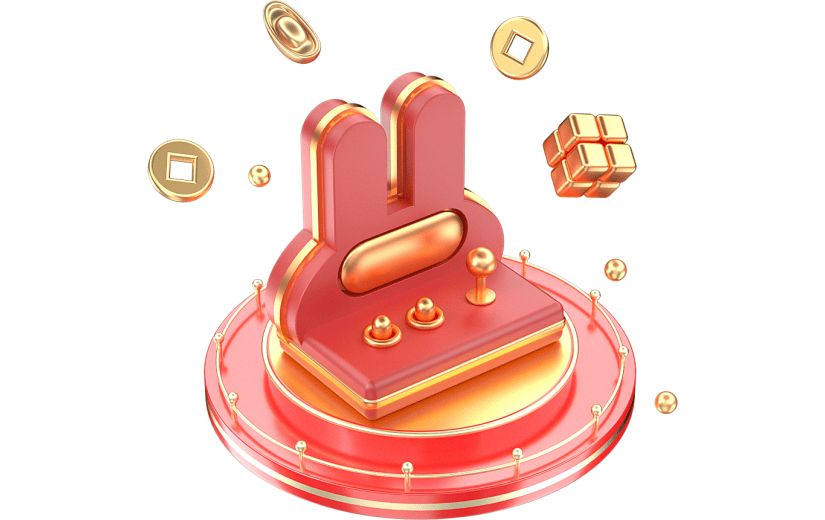 兔年创意喜庆元素游戏机3D元素