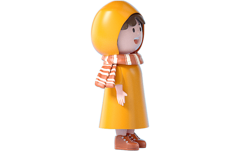 C4D女孩戴帽子围巾冬季3D元素
