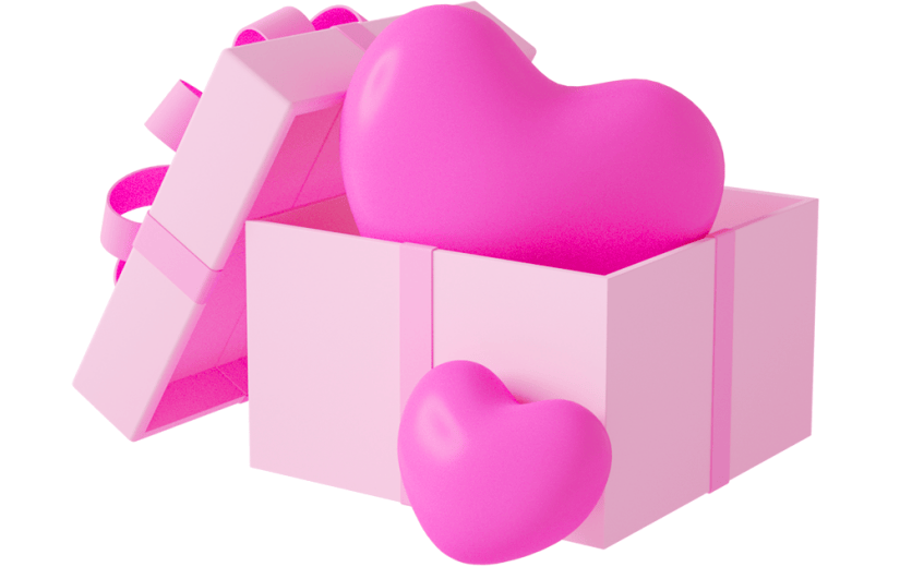 元素C4D立体红色卡通爱心礼包