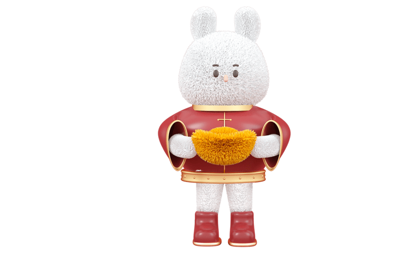 C4D红色喜庆兔子3D元素