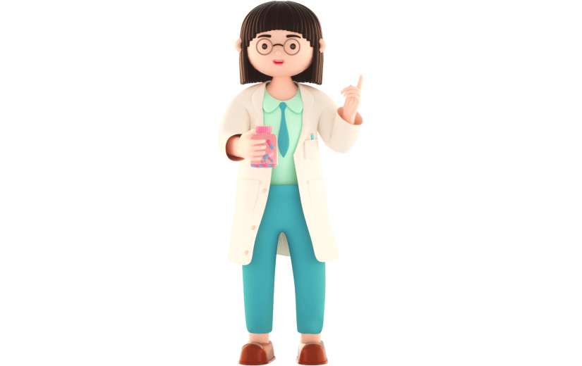 3D立体卡通手拿药瓶的医生人物元素