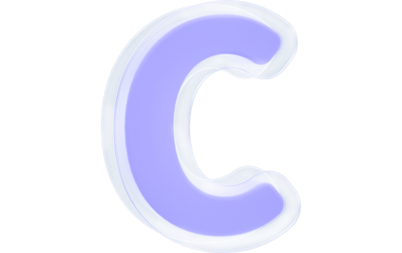 元素 C4D3D立体磨砂玻璃半透明字母C