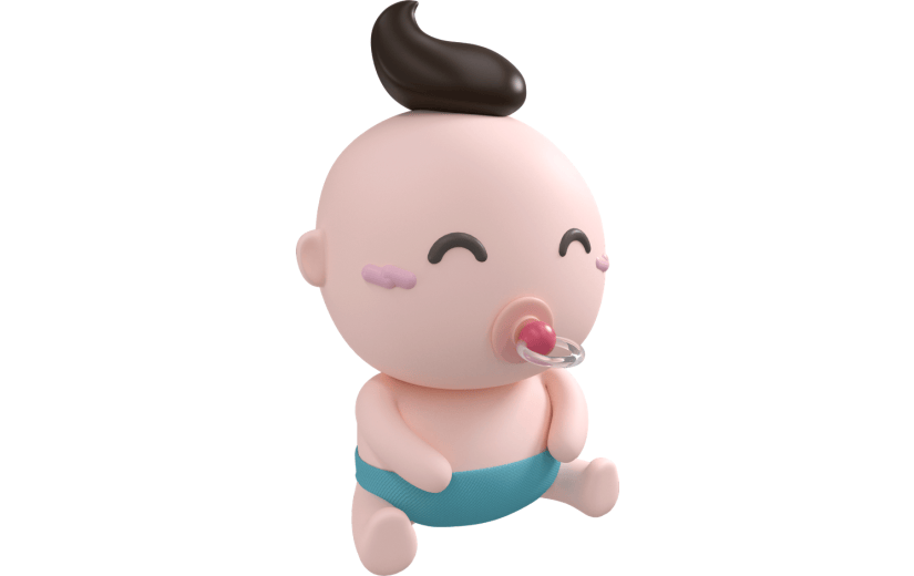 c4d粉色可爱baby卡通婴儿3d渲染