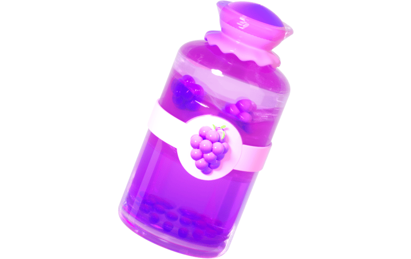 3D立体卡通创意可爱玻璃瓶葡萄汁夏日元素