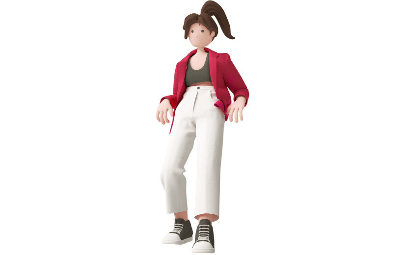 元素C4D立体红色卡通女孩