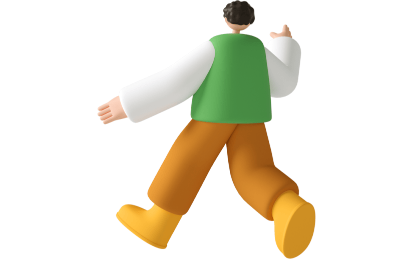 元素C4D立体绿色卡通奔跑的男孩