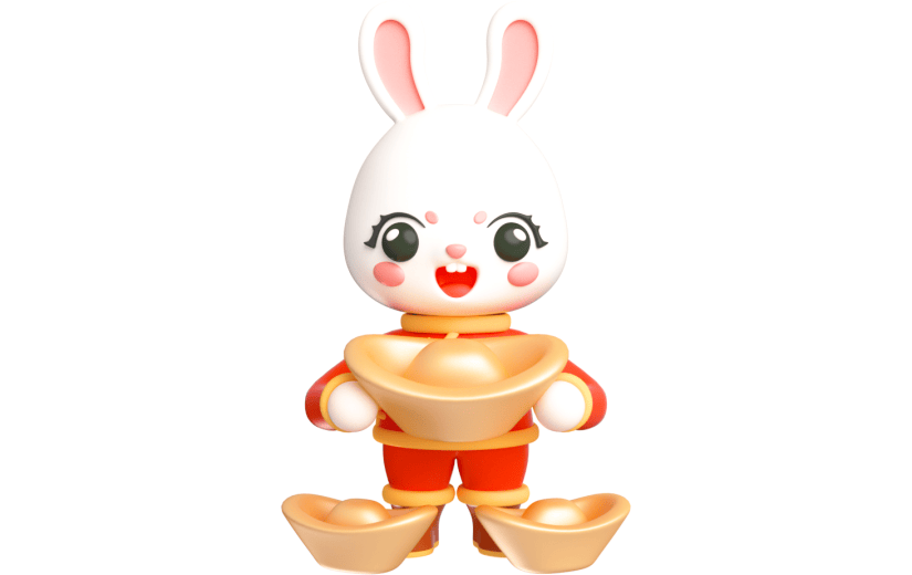 元素卡通3D年味兔子