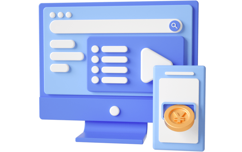 元素C4D立体蓝色质感金融银行办公电脑手机