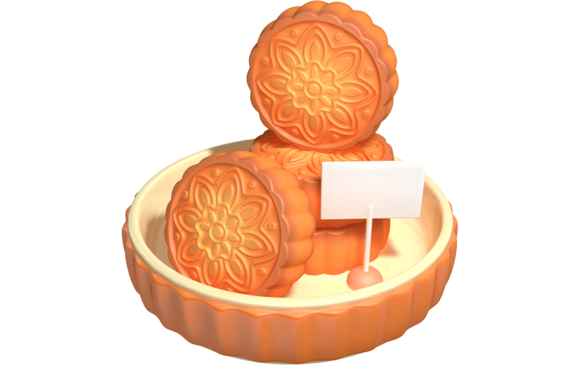 元素卡通3D中秋节月饼组合