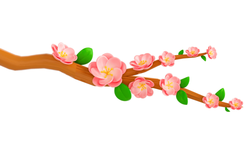 元素3D立体桃花素材