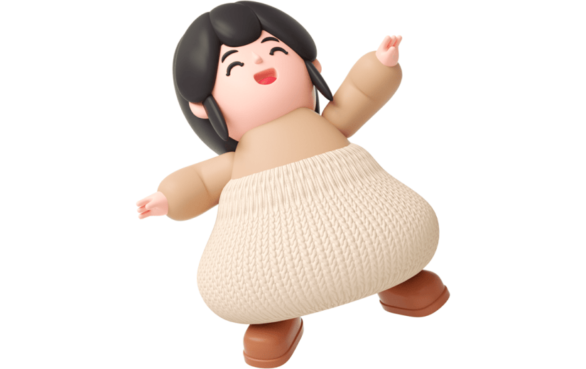 元素C4D立体灰色卡通女孩
