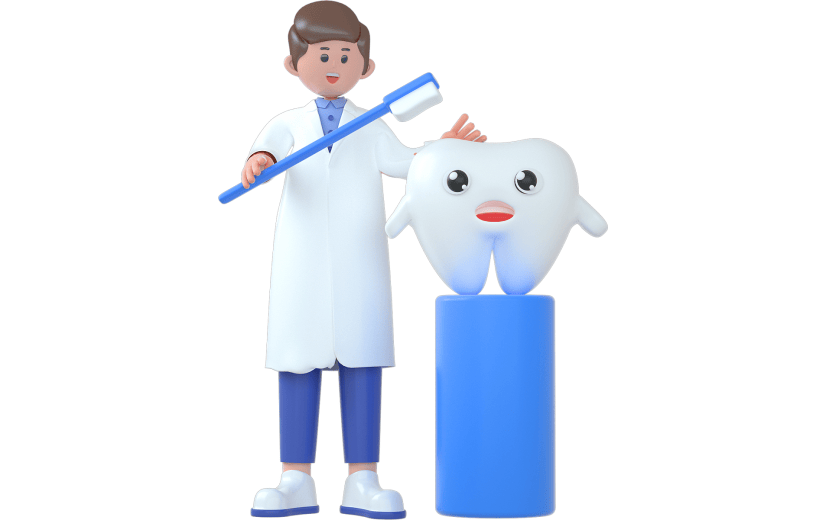 蓝色简约风医生刷牙齿3D元素