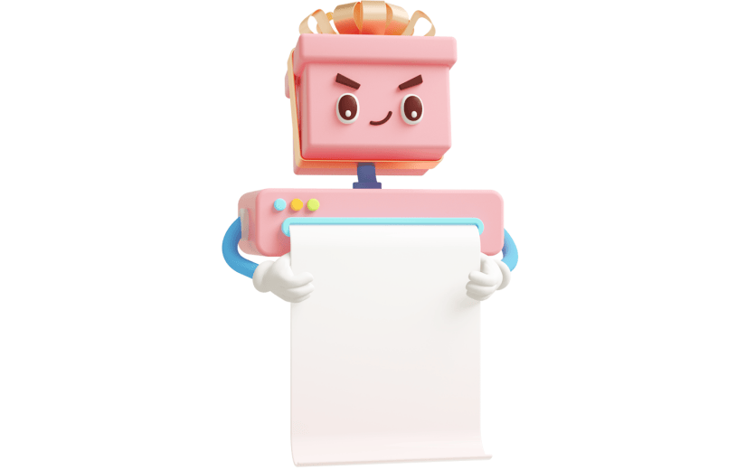 元素C4D立体粉色卡通礼包机器人