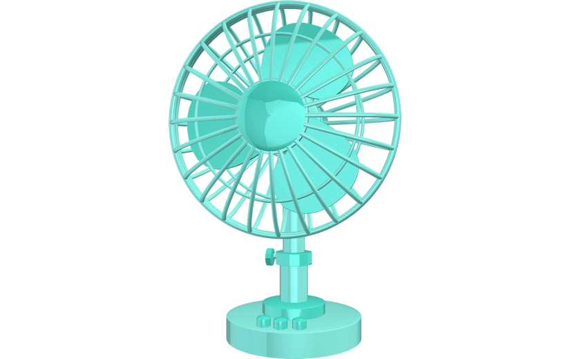 3D立体夏日电风扇防暑插画元素