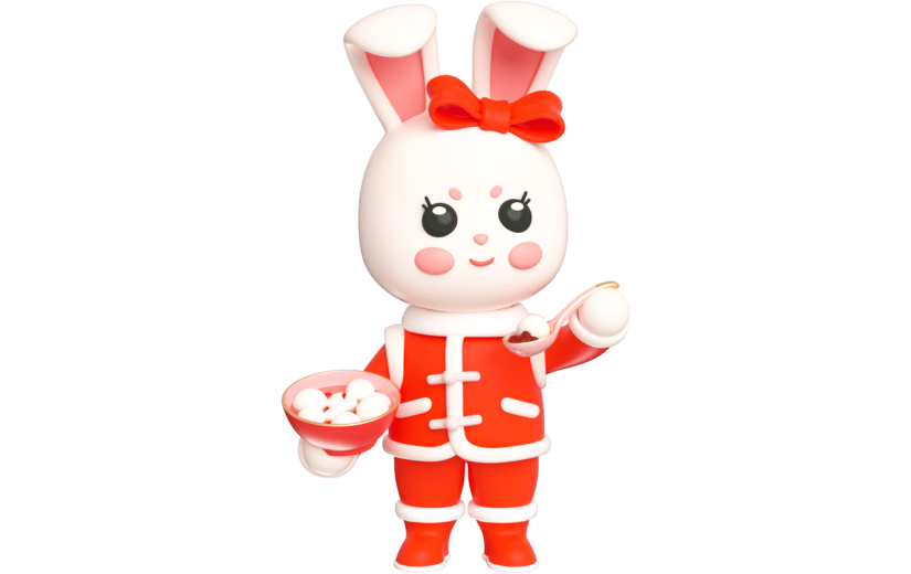 元素卡通3D年味兔子