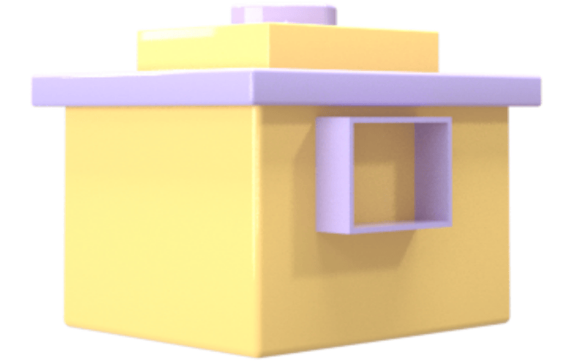 c4d清新创意游乐园黄色建筑3d元素