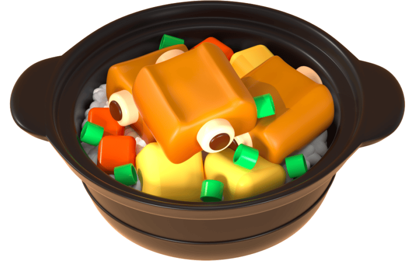 3d创意卡通排骨饭砂锅