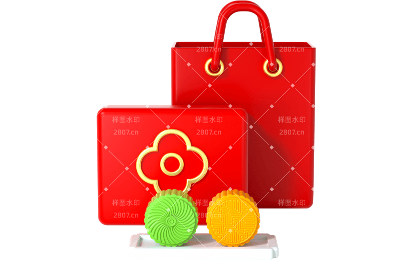 3d创意红色中秋礼盒