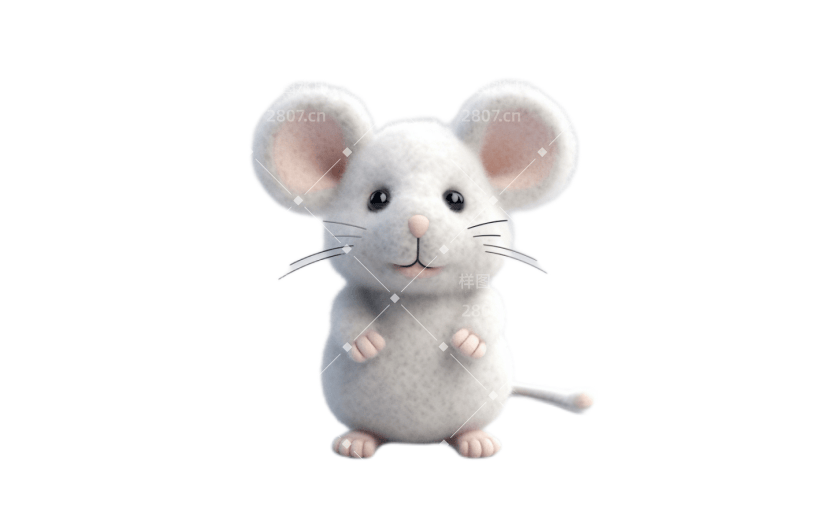 3D风格毛绒玩具小老鼠宣传3D元素