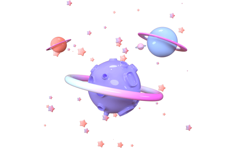 c4d创意卡通渐变清新星球3d渲染元素