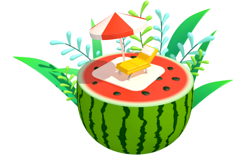 元素卡通3D创意西瓜场景