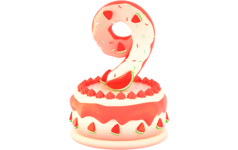 3D立体卡通生日西瓜蛋糕数字9元素