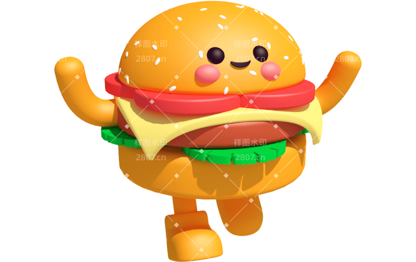 元素卡通3D拟态化汉堡