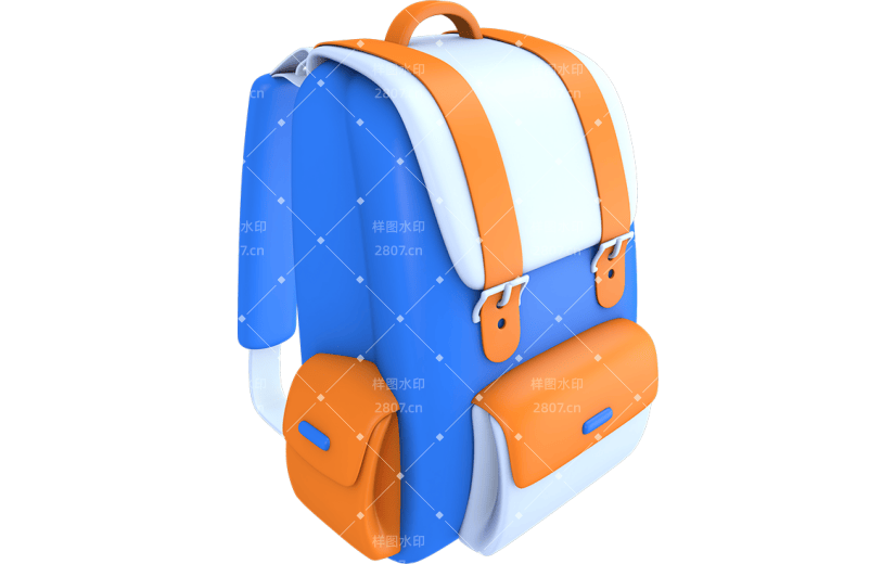 元素3D立体C4D文具学生书包双肩包