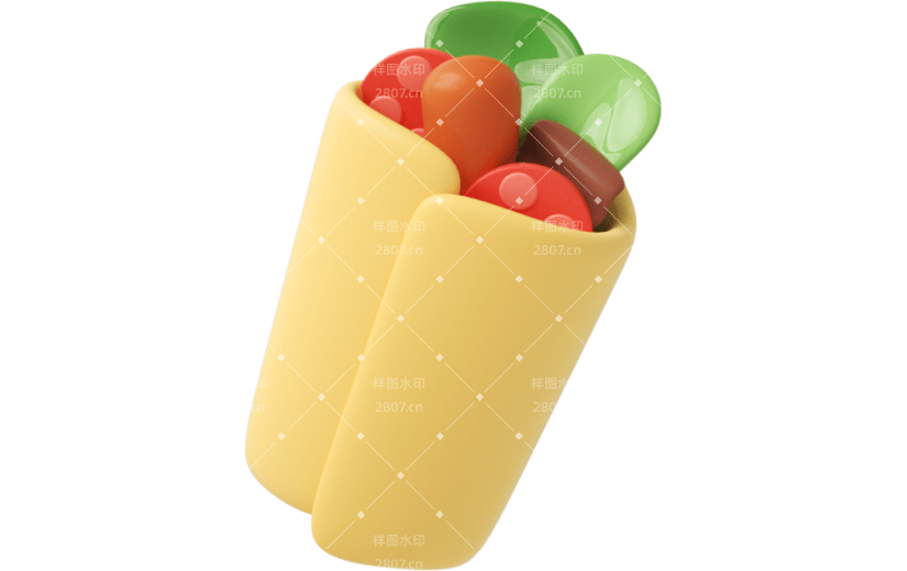 元素C4D立体黄色卡通卷饼