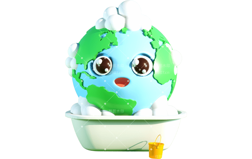 绿色清新世界清洁地球日3D元素