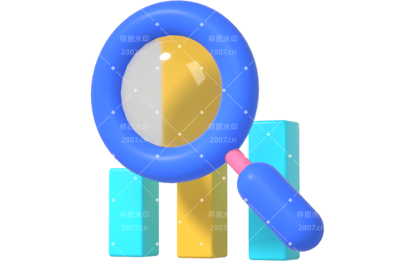 3d创意教育元素放大镜