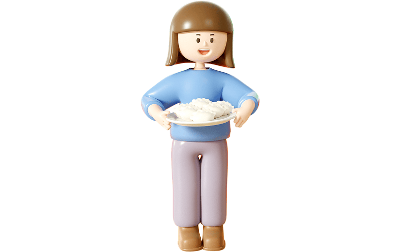 清新简约风冬至饺子3D元素