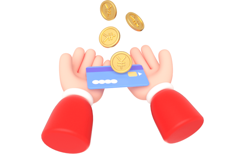 元素卡通3D手捧银行卡