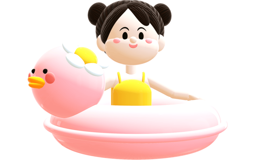 卡通立体3D暑假溺水元素