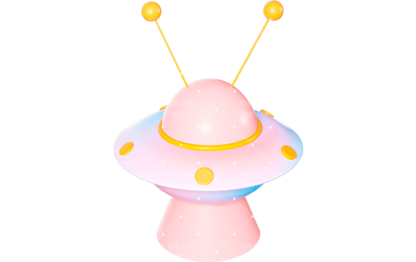 3D元素卡通科技宇宙飞船UFO
