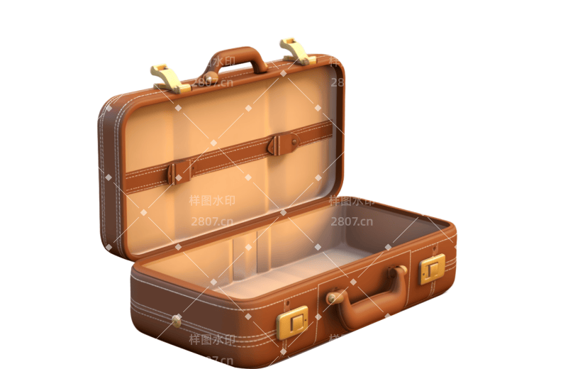 3D风格旅行手提箱宣传元素