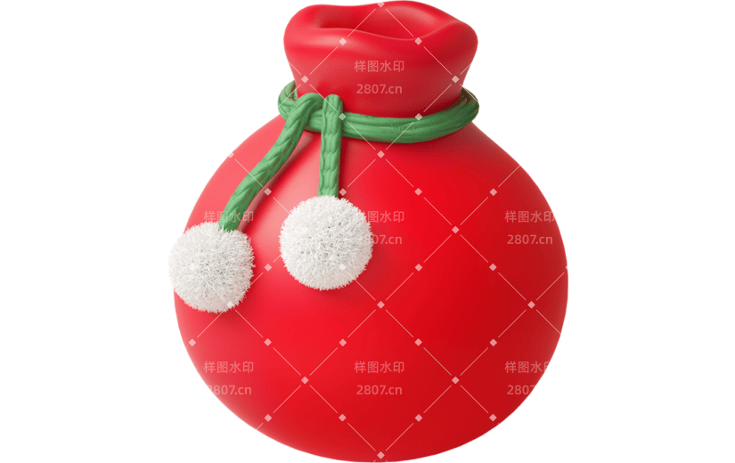 元素C4D立体红色卡通圣诞节福袋