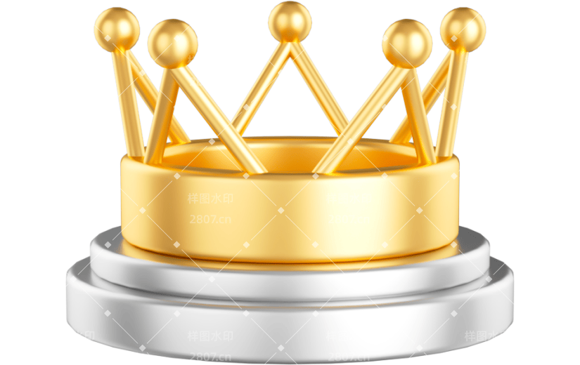 元素3D卡通金属皇冠展示