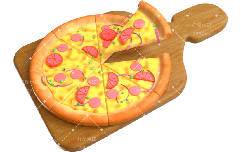 元素卡通3D披萨