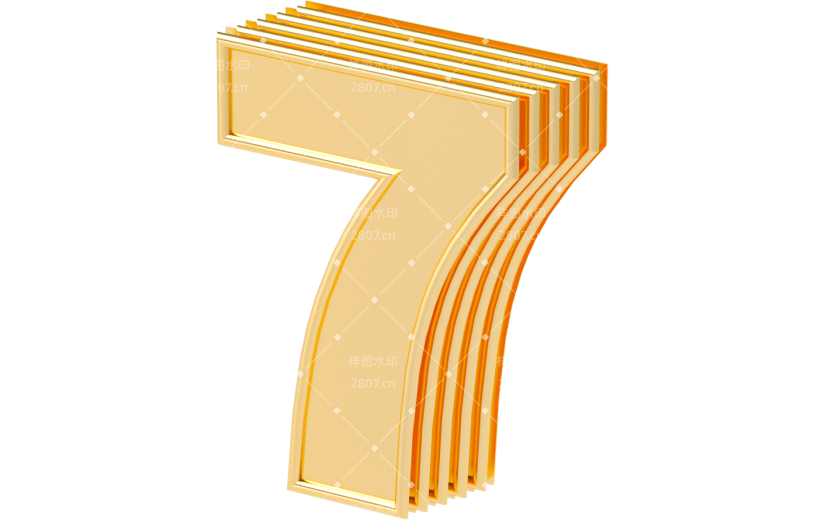 元素3D立体金色数字7