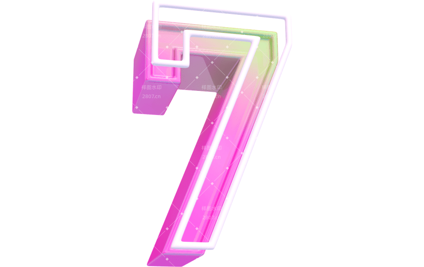元素卡通3D倒计时数字7